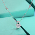 wholesale S925 Sterling Silver Women's Small Love Heart Necklace, Minimalist Moissanite Pendant Collarbone Chain Luxury Birthday Gift-0-0
