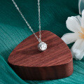 S925 Sterling Silver Moissanite Four-Prong Bead Pendant Necklace-0-0