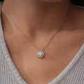 Sterling Silver 1-Carat Moissanite T-Style Square Pendant Necklace-0-1