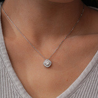 Sterling Silver 1-Carat Moissanite T-Style Square Pendant Necklace-1-carat necklace (moissanite)  925 silver