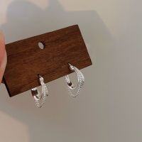 wholesale S925 Sterling Silver French Chain Earrings for Women, Korean New Style Wholesale Trendy Versatile Elegant Stud Earrings-Sterling silver