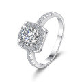 wholesale Platinum Plated 18k Sterling Silver S925 Women's Moissanite Ring Square Solitaire Engagement Wedding Band for Girlfriend-0-2