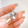 wholesale [Silver S925] Laser Four-Leaf Clover Pendant Necklace for Women, Minimalist Luxury Small Design High-End Sense Collarbone Chain, Ins Style-0-0
