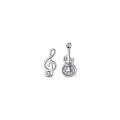 wholesale Sterling Silver S925 Women's Korean-style Hollow Out Micro Inlaid Asymmetric Guitar Note Sweet Earrings G7477-0-4