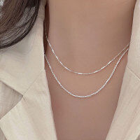 wholesale 925 Sterling Silver Woven Twist Plain Chain Necklace for Women, Korean New Style Versatile DIY Pendant Layering Collarbone Necklace-Cross chain for car flower tube bar