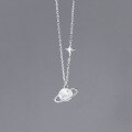 wholesale S925 Sterling Silver Nalan Galaxy Pendant Necklace Women's Japanese Style Fashion Brushed Universe Necklace Collarbone Chain D9274-0-2