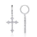 wholesale Metal: 925 Sterling Silver European and American fashion Gothic cross jewelry, square and round face Amazon best-selling light luxury elegant earrings-0-1