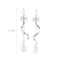 wholesale Sterling silver YaXi French bow tassel earrings, versatile drop new trend personality earrings-0-5