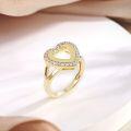 wholesale S925 silver heart-shaped ring electroplated in gold, new style,wedding rings-0-3