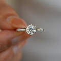 Sterling Silver S925 Moissanite Six-Prong Open Adjustable Ring Wedding Jewelry-0-2