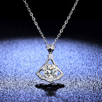 S925 Silver Pendant Moissanite Necklace for Women-1-carat necklace (empty setting) - 925 silver