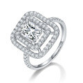 wholesale [18k Gold Plated 925 Silver] 2 Carat 6*8 Radiant Cut Full Moissanite Halo Ring-0-4