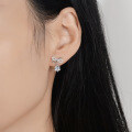 S925 Sterling Silver Moissanite Bow Drop Earrings with Tassel-0-2
