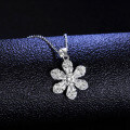 925 Silver Pendant with 1-Carat Moissanite Women's Camellia Necklace-0-1