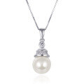 wholesale S925 Sterling Silver Korean Minimalist Designer Pearl Collarbone Necklace, Fashion Versatile Diamond-Encrusted Shell Pearl Pendant for Women-0-4