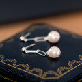 wholesale S925 Sterling Silver Pearl Chain Ear Studs Retro Style Design Sense Light Luxury Elegant Earrings for Women M04342-0-3