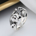 wholesale S925 Sterling Silver Creative Flying Three-Dimensional Lucky Cat Open Ring, Bold Euro-American Retro Fashion Index Finger Ring-0-0