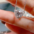 wholesale S925 Silver New 2-Carat Heart Pendant Necklace with High-Carbon Diamond,Ins-0-1