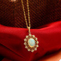 wholesale 10K Gold ArtLi New Jewelry Vintage Royal Style Natural Opal with Lace Edge Elegant Necklace-0-0