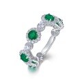 wholesale S925 Sterling Silver Women's Luxury Lab-Grown Emerald Ring Full Diamond Micro-Paved Band High-End Index Finger Ring Wholesale-0-5