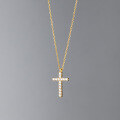 wholesale S925 Sterling Silver Korean Style Fashion Cross Pendant Necklace with Inlaid Diamonds, Sweet and Elegant Collarbone Chain D6495-0-0