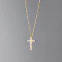 wholesale S925 Sterling Silver Korean Style Fashion Cross Pendant Necklace with Inlaid Diamonds, Sweet and Elegant Collarbone Chain D6495-S925 silver necklace silver model 925 silver