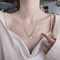 wholesale S925 Sterling Silver Small Square Interlocking English Letter Triangle Necklace Fashion Luxury Style Sweater Chain-469LM/approx. 9.3g 925 silver