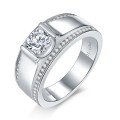 wholesale 18K gold-plated silver cross-border 2-carat luxurious men's wedding band moissanite couple rings gift-0-4