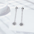 wholesale S925 silver six-prong earrings with tassel, elegant and high-end moissanite ear thread earrings for women-0-1