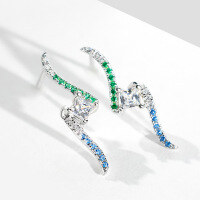 wholesale 925 Sterling Silver Fashion Zircon Earrings High-end Ear Accessories Autumn Winter New Arrival European American Geometric Elegant Ear Studs Wholesale-Platinum 925 silver