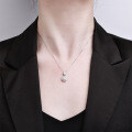 S925 Silver Moissanite Square Pendant Necklace, Light Luxury Choker-0-2