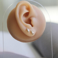 wholesale 9K Gold Pure Small Diamond Rectangular Ice Cube Zircon Retro French Mini Single Earring Stud-9K gold