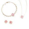 Sterling Silver Full-Diamond Women's Necklace Bracelet Earrings Ice-Cut Set-0-3