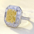 wholesale S925 silver, Zhuo Zhifang new rectangular yellow diamond ice-cut 8*10mm high-carbon diamond versatile ring for women-0-1