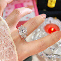 S925 Sterling Silver Cross-Border Bow Oval 5-Carat Moissanite Ring for Women, Sparkling Luxury-0-1