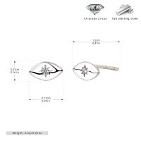 wholesale 925 Sterling Silver Evil Eye Ear Studs Earrings for women-925 silver platinum plated 925 silver