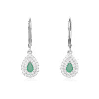 wholesale S925 Silver New Stylish Design Light Luxury Group Setting Gemstone Earrings, French Romance Inlaid with Natural Colored Gemstones-Natural Green Agate &gt; 925 Silver