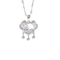 wholesale S925 Sterling Silver Auspicious Peace Lock Necklace, Minimalist Niche Design with High-End Feel, Birthday Gift for Best Friend, Collarbone Chain-DZ015732-1 (xl000155-2)  925 silver