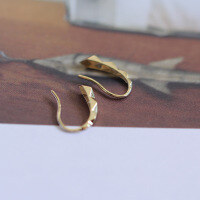 wholesale 9K Gold Alloy Graduated Diamond-Cut Ear Hook Style Minimalist Design Textured Earrings-9K gold