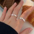 wholesale S925 silver layered inlaid stone ring for women, minimalist and niche luxury, trendy Japanese and Korean style-0-0