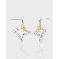 wholesale S925 Sterling Silver 985 Small and Edgy Asymmetric Star Design Two-Tone Plated Stud Earrings for Women-0-0