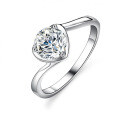 Silver D Color Moissanite Heart-Shaped Ring-0-2
