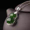 wholesale 925 Sterling Silver Inlaid with Cabochon Hetian Jasper Pendant with Certificate, New Chinese Style Ancient Wind Gourd Jade Pendant Wholesale-0-1
