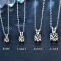 S925 Sterling Silver Moissanite Four-Prong Pendant Necklace-0-1