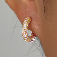 wholesale S925 Sterling Silver Earrings, Cross-Border Hot Pick, European and American Minimalist Fashion, Zircon-Embedded, Light Luxury High-End Ear Piercing-Gradient color earrings