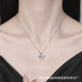 S925 Silver Cross-Border Original Moissanite Necklace with Heart Design-0-2