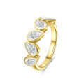 wholesale 9/10/14K Gold Ring Bezel-set with Small Diamonds Pear-shaped 18K Gold Lab-grown Diamond Ring Platinum Empty Setting-0-4