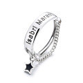 wholesale S925 Sterling Silver English Letter Tassel Star Ring, Ins Korean Japanese Style Minimalist Delicate Versatile-0-4