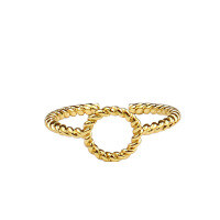 wholesale S925 Sterling Silver Korean Style Fashion Geometric Ring Women Ins Minimalist Style Simple Personality Hollow Circular Adjustable Ring-Copper with gold plating Adjustable opening