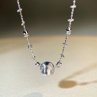 Sterling Silver Adjustable Cat-Eye Pendant Choker Necklace Wholesale-Silver - XL412  925 Silver